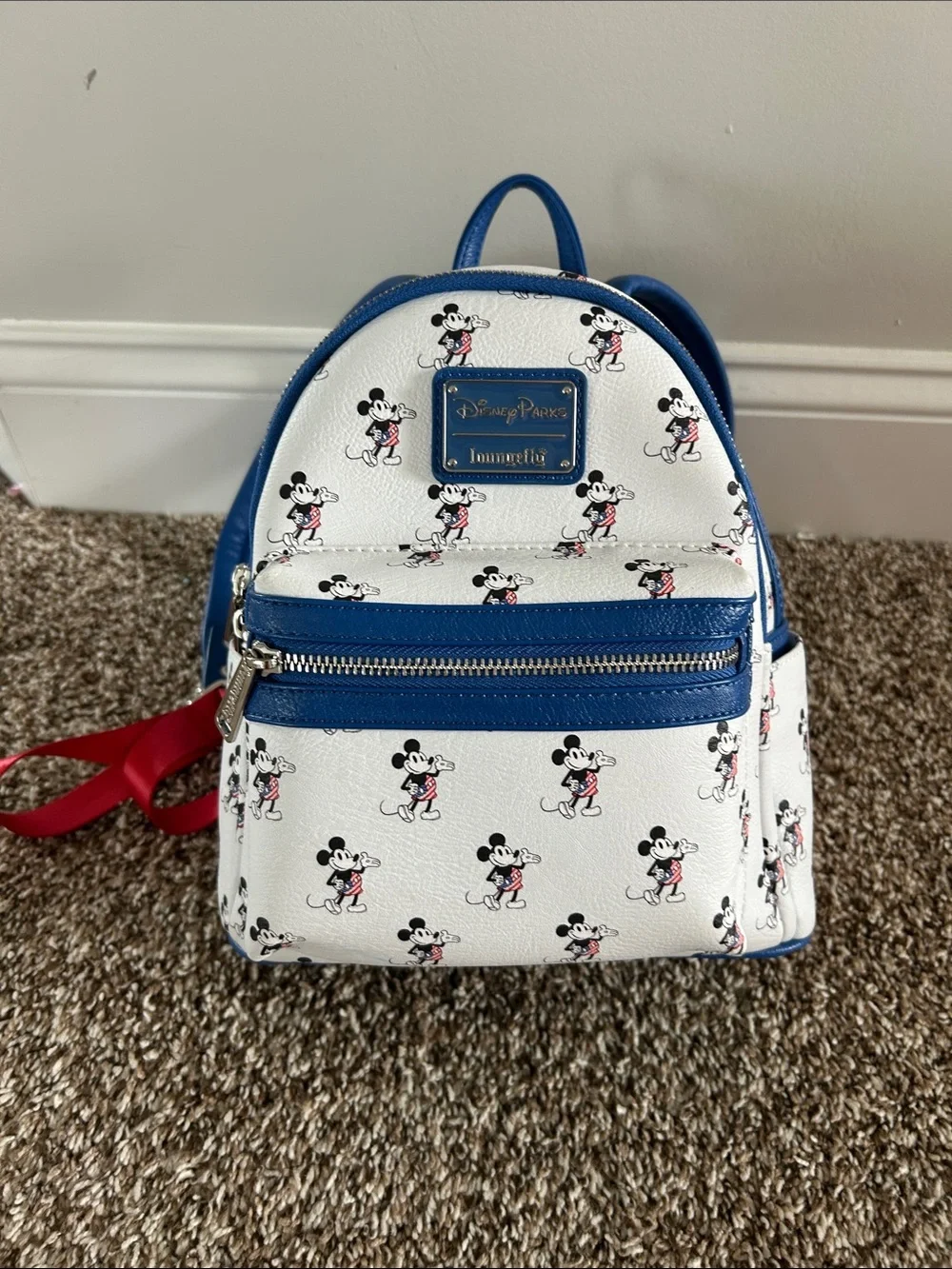Loungefly White & Royal Blue Mickey Mouse Mini 4th of July Backpack